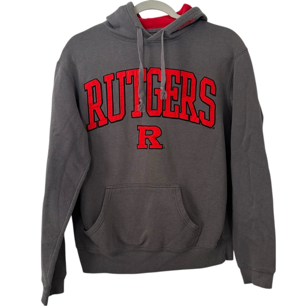 Gray & Red Rutgers University Hoodie Sweatshirt College Men’s Unisex Medium Fit!